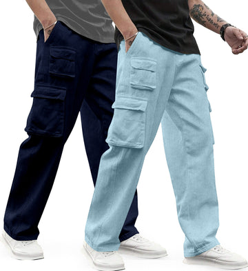 Cargo Cotton for Men.Track Pant for Men.Oversize Cargo Trouser.Men's Oversized Cargo Utility Joggers.Multi Poket pent.Combo Pack Of 2
