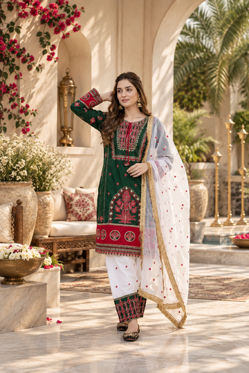 HEAVY EMBROIDERY SEQUENCE WORK 3 PIS SUIT SET