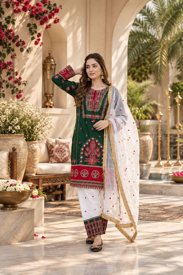 HEAVY EMBROIDERY SEQUENCE WORK 3 PIS SUIT SET