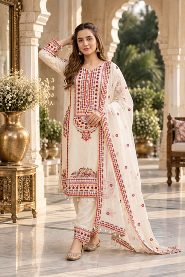 HEAVY MAL CHANDERI TOP PLAZZO & DUPATTA SET