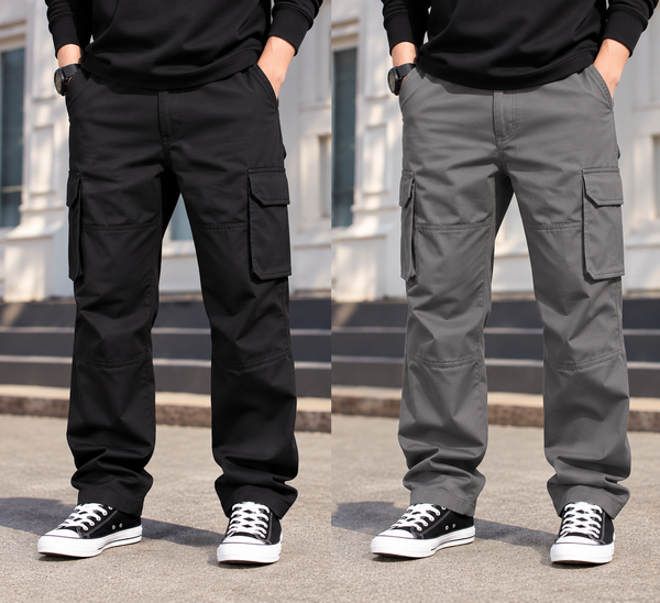 Combo Pack Of 2 Cargo Cotton for Men.Track Pant for Men.Oversize Cargo Trouser.Men's Oversized Cargo Utility Joggers.Multi Poket pent.