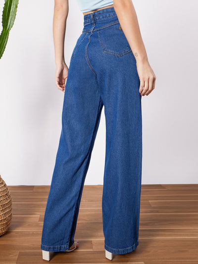 MEELANA Women's Wide Leg High Waist Distress Jeans