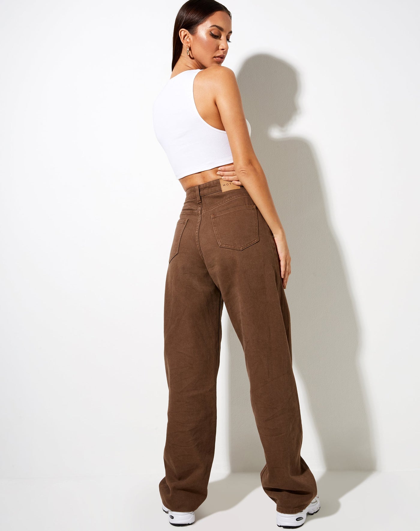 MEELANA Women's Wide Leg High Waist Distress Jeans