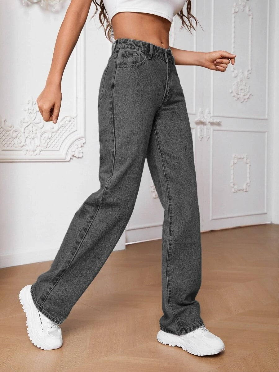 MEELANA Women's Wide Leg Fit High Rise Jeans