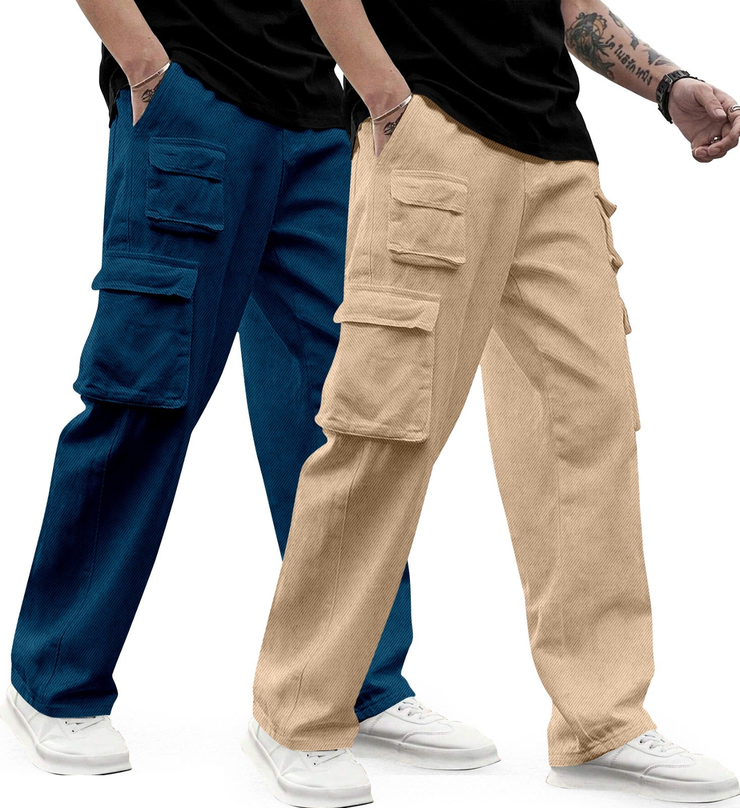 Cargo Cotton for Men.Track Pant for Men.Oversize Cargo Trouser.Men's Oversized Cargo Utility Joggers.Multi Poket pent.Combo Pack Of 2