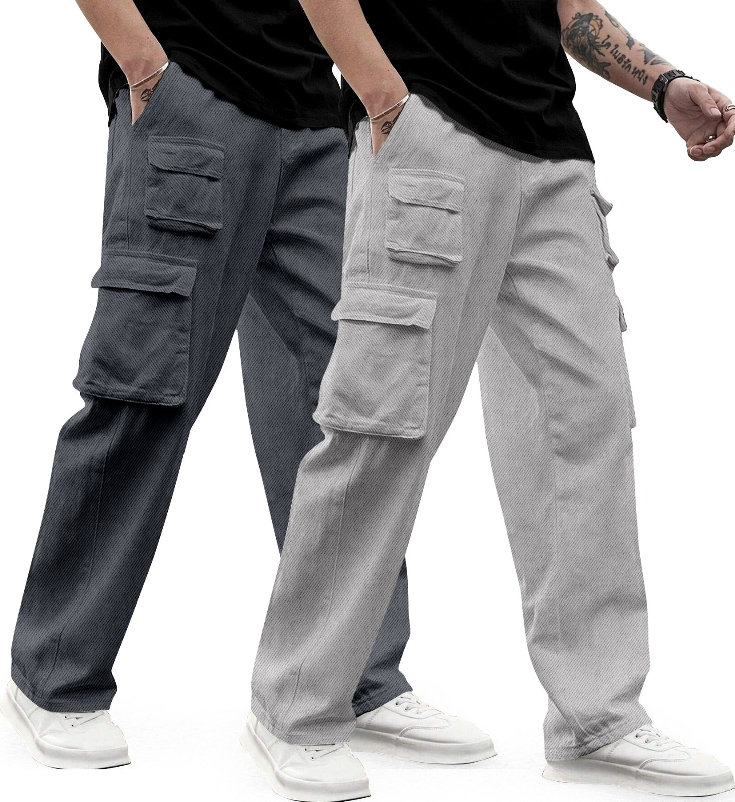Cargo Cotton for Men.Track Pant for Men.Oversize Cargo Trouser.Men's Oversized Cargo Utility Joggers.Multi Poket pent.Combo Pack Of 2