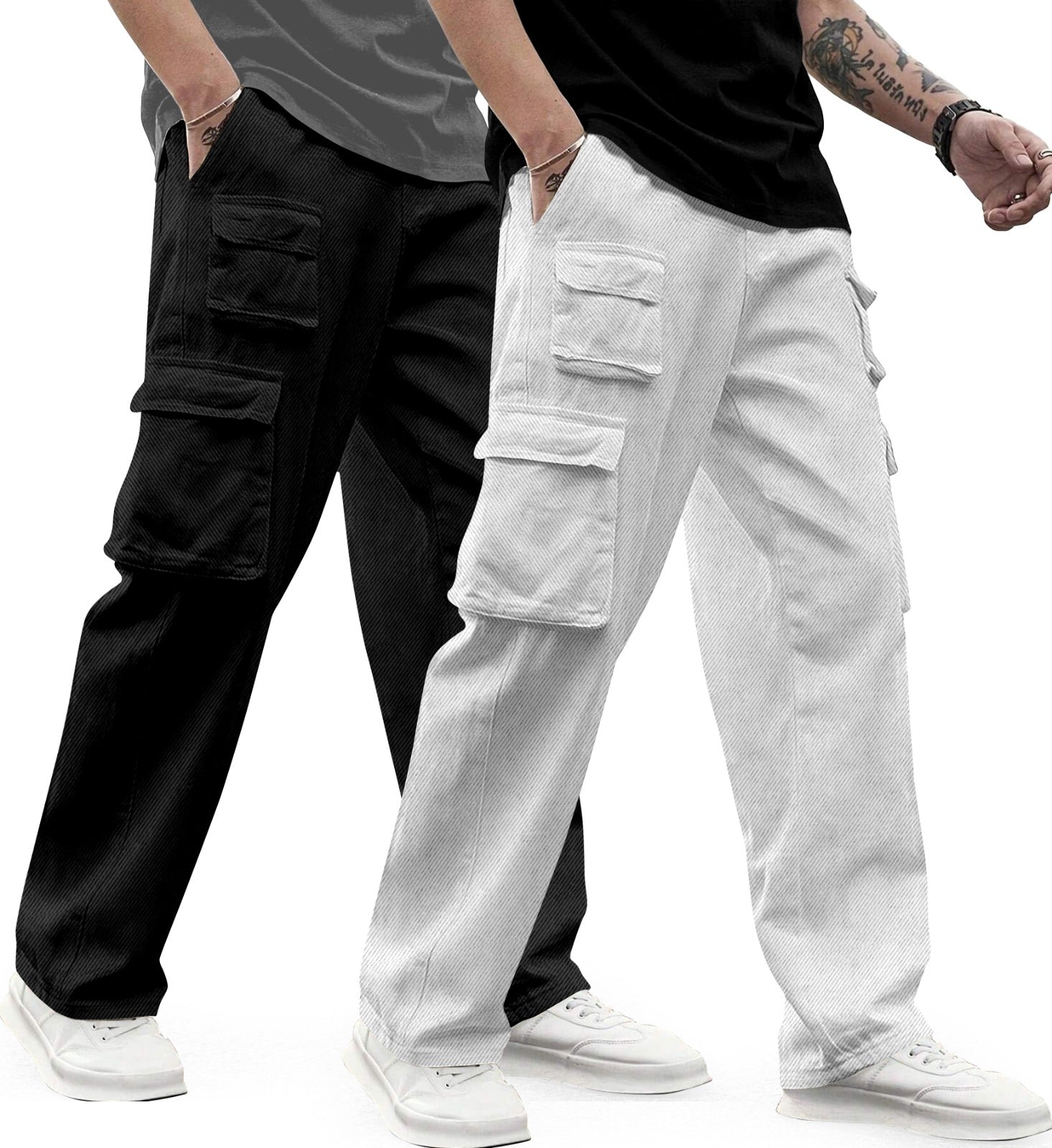 Cargo Cotton for Men.Track Pant for Men.Oversize Cargo Trouser.Men's Oversized Cargo Utility Joggers.Multi Poket pent.Combo Pack Of 2