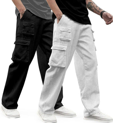 Cargo Cotton for Men.Track Pant for Men.Oversize Cargo Trouser.Men's Oversized Cargo Utility Joggers.Multi Poket pent.Combo Pack Of 2