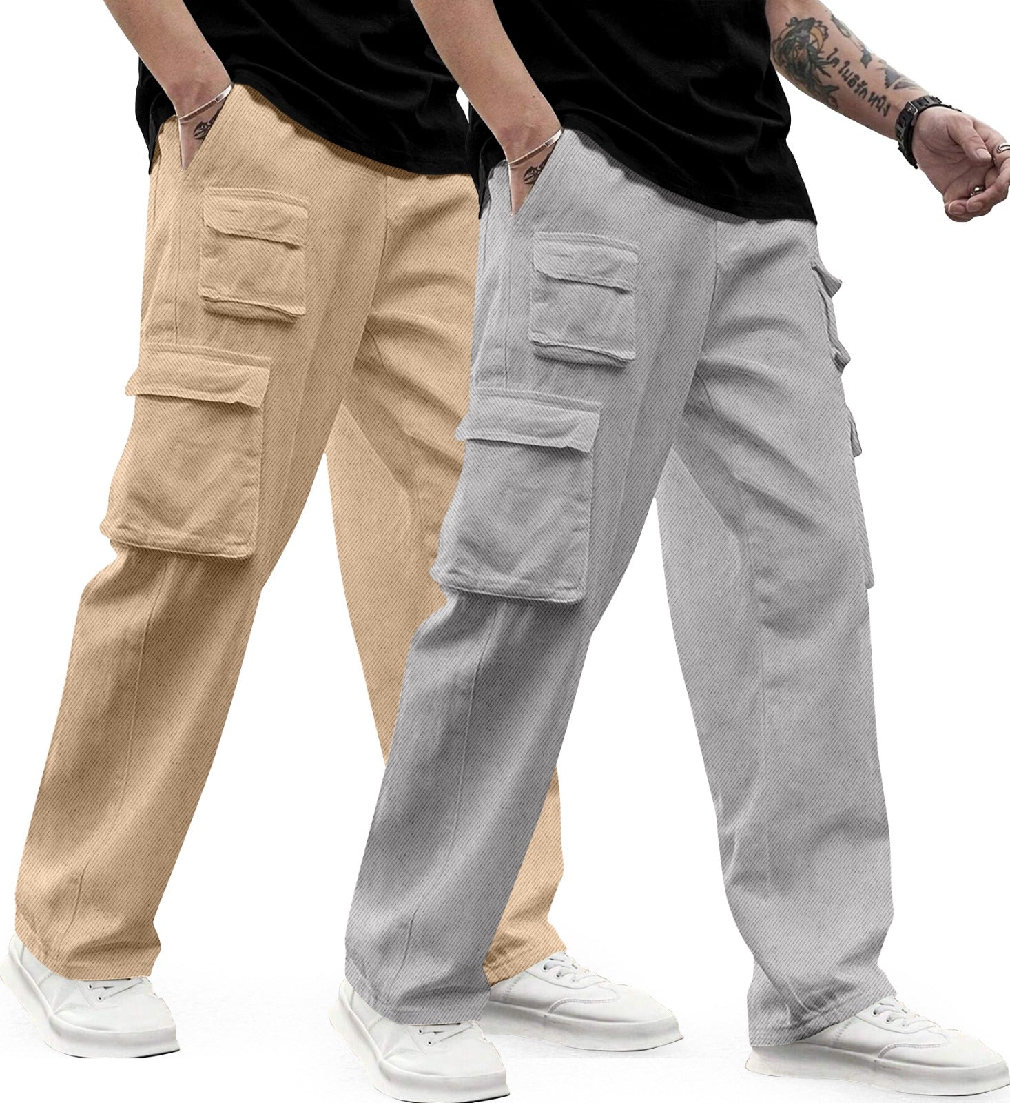 Cargo Cotton for Men.Track Pant for Men.Oversize Cargo Trouser.Men's Oversized Cargo Utility Joggers.Multi Poket pent.Combo Pack Of 2