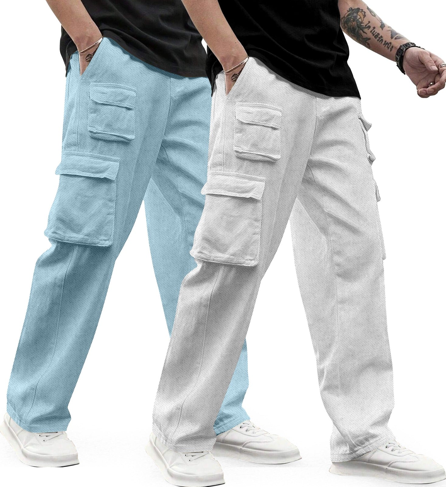 Cargo Cotton for Men.Track Pant for Men.Oversize Cargo Trouser.Men's Oversized Cargo Utility Joggers.Multi Poket pent.Combo Pack Of 2