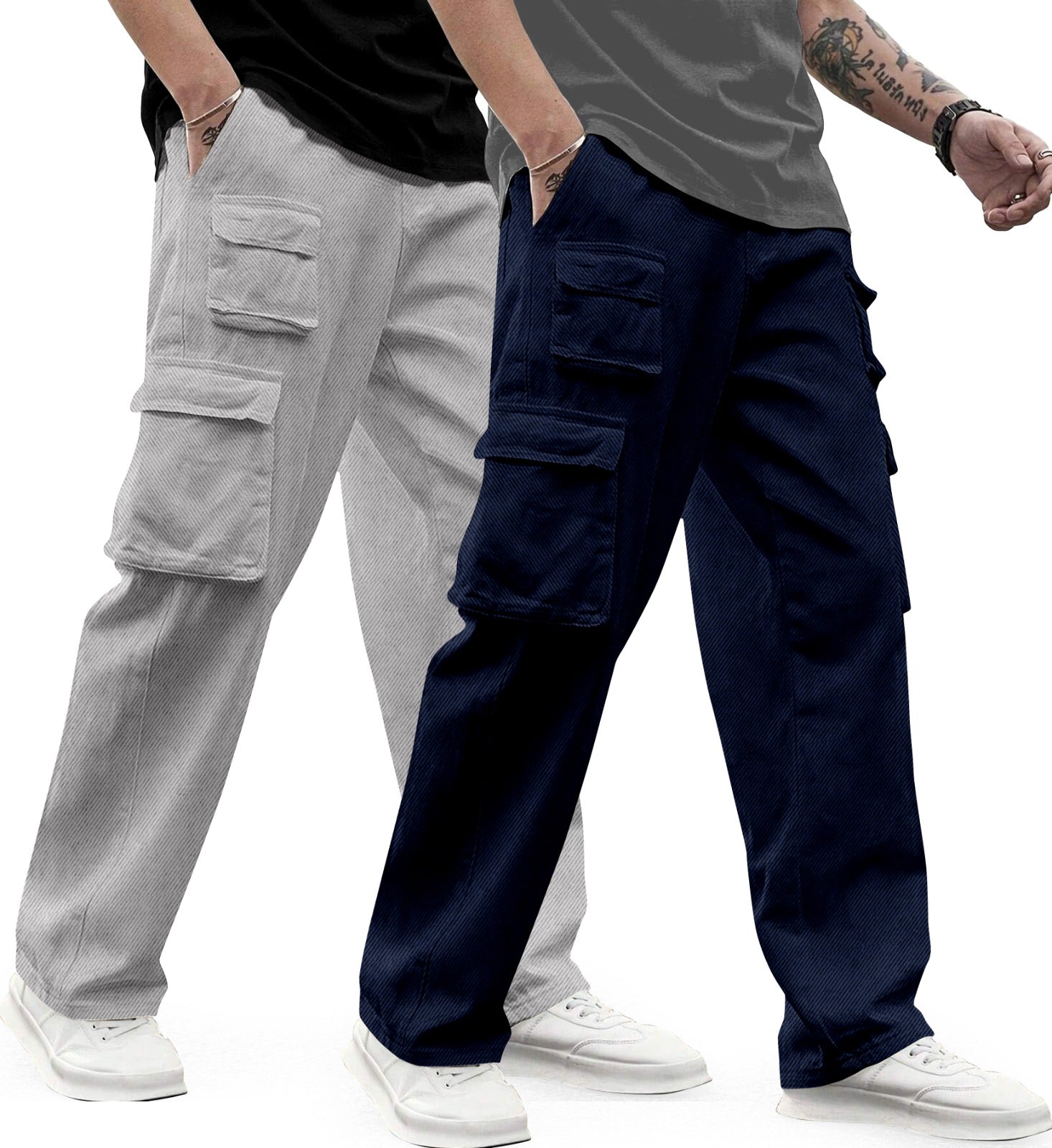 Cargo Cotton for Men.Track Pant for Men.Oversize Cargo Trouser.Men's Oversized Cargo Utility Joggers.Multi Poket pent.Combo Pack Of 2