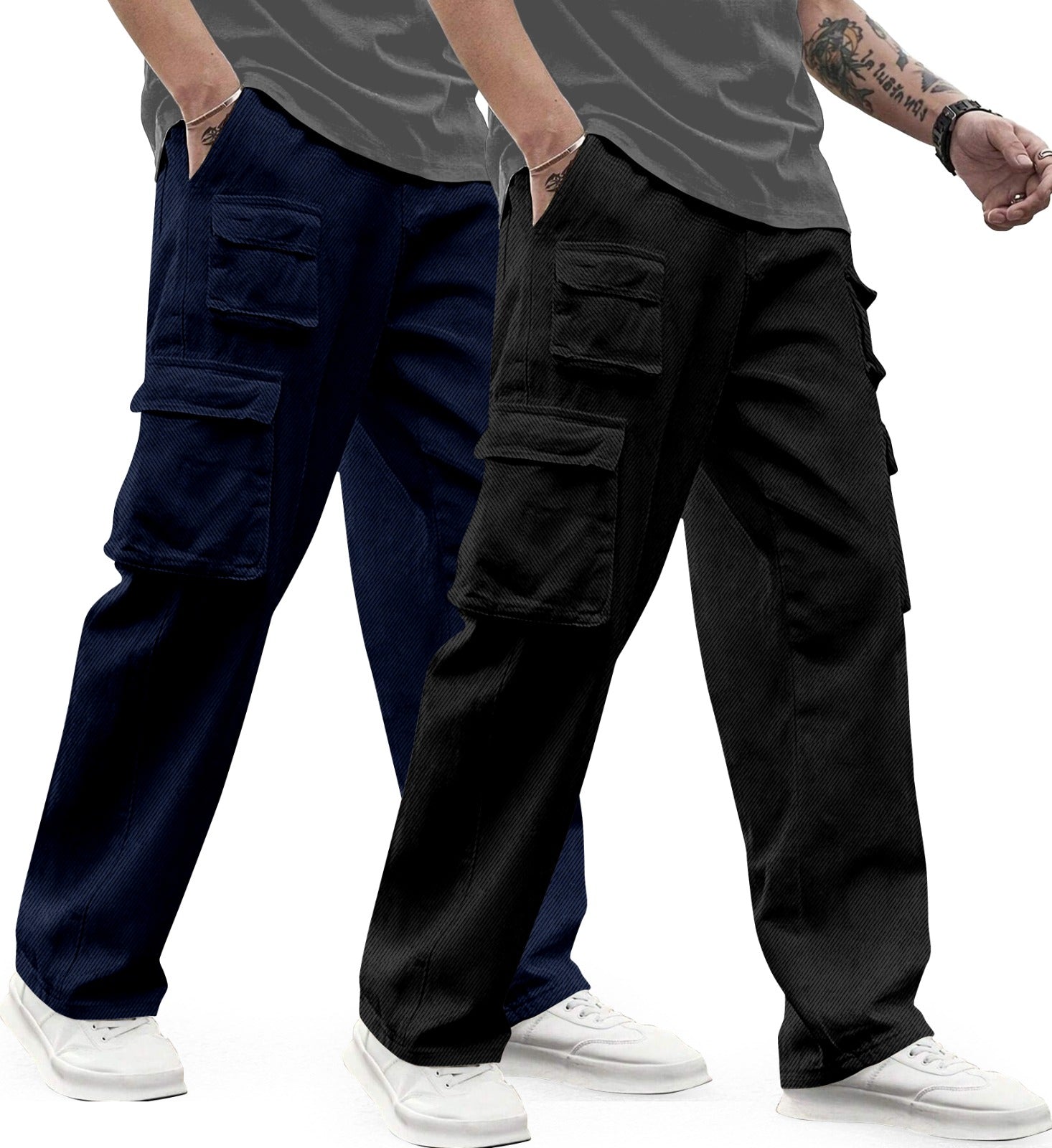 Cargo Cotton for Men.Track Pant for Men.Oversize Cargo Trouser.Men's Oversized Cargo Utility Joggers.Multi Poket pent.Combo Pack Of 2