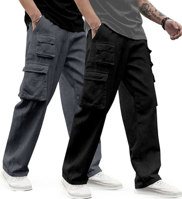 Cargo Cotton for Men.Track Pant for Men.Oversize Cargo Trouser.Men's Oversized Cargo Utility Joggers.Multi Poket pent.Combo Pack Of 2