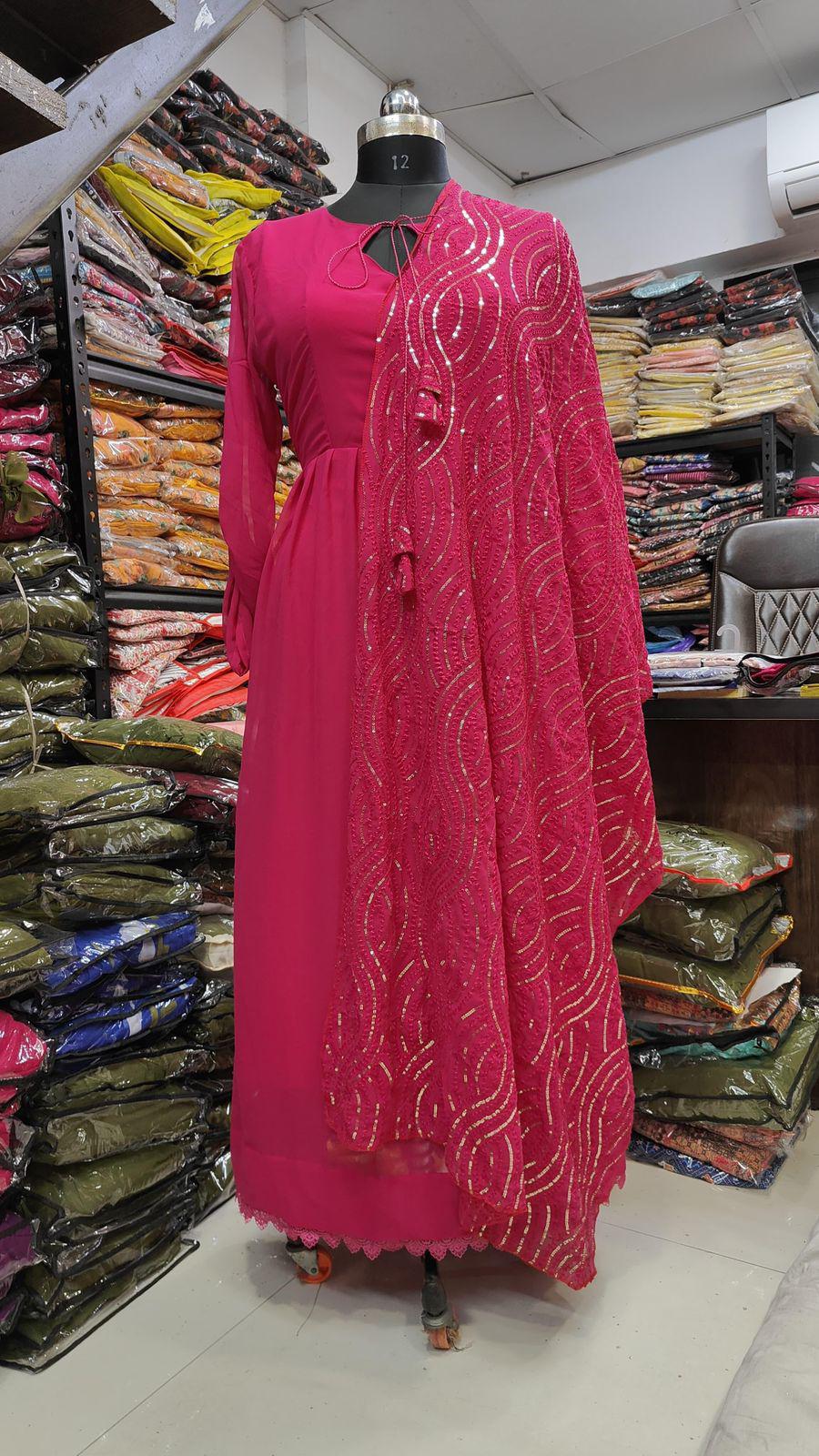 Georgette Suit With A Beautifully Embroidered Dupatta For Women