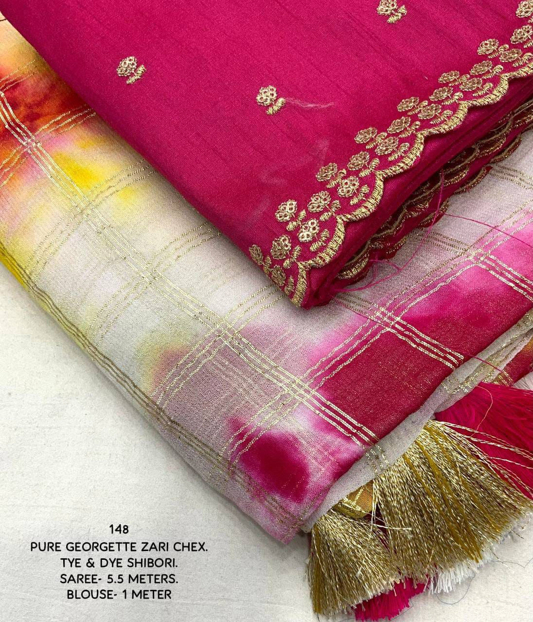 NEW GEORGETTE ZARI CHEX COLORFULL SAREE