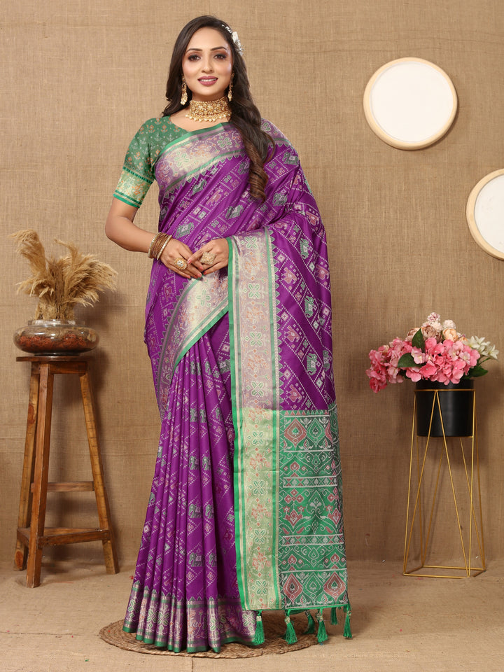 Soft Patola silk saree with Meenakari Patola weaving design