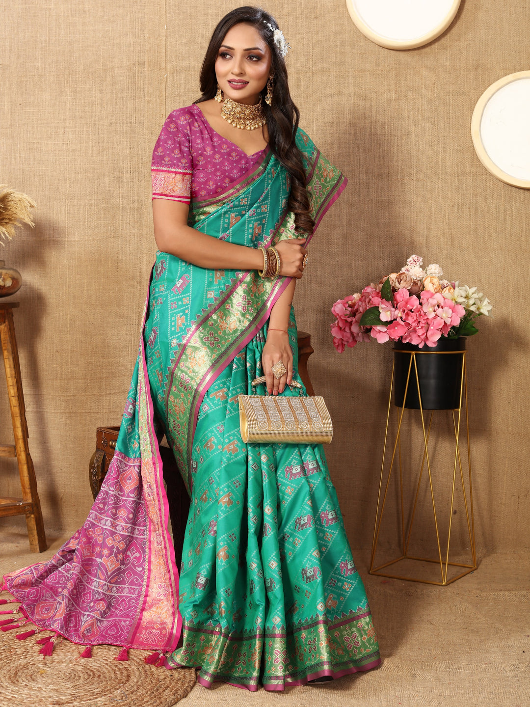 Soft Patola silk saree with Meenakari Patola weaving design