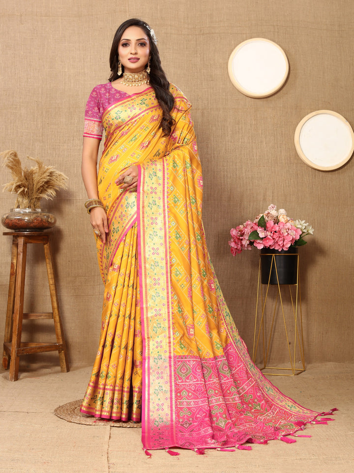 Soft Patola silk saree with Meenakari Patola weaving design