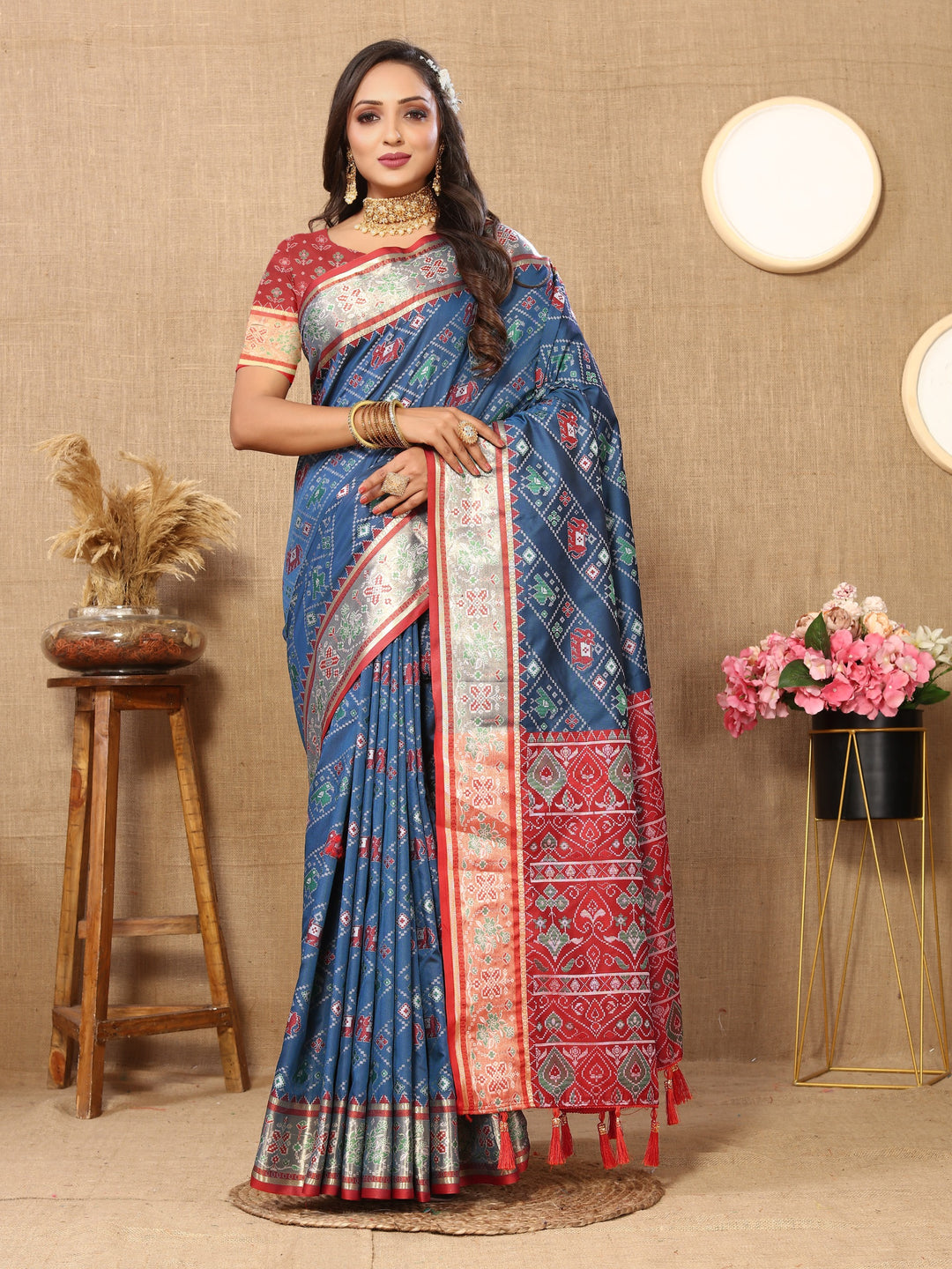 Soft Patola silk saree with Meenakari Patola weaving design