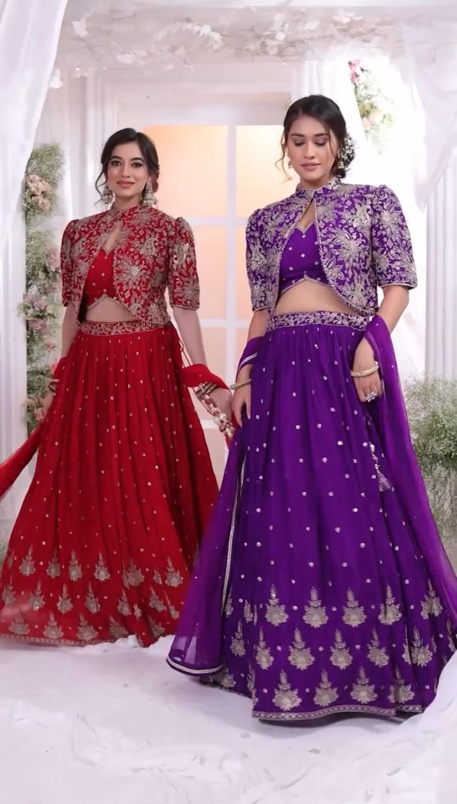 MEELANA Creation is Launching  New Designer Wedding Wear Crop Top Embroidery Work Lehenga Choli With Jacket