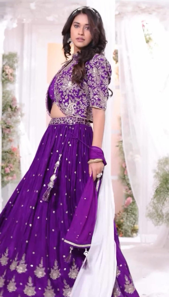 MEELANA Creation is Launching  New Designer Wedding Wear Crop Top Embroidery Work Lehenga Choli With Jacket