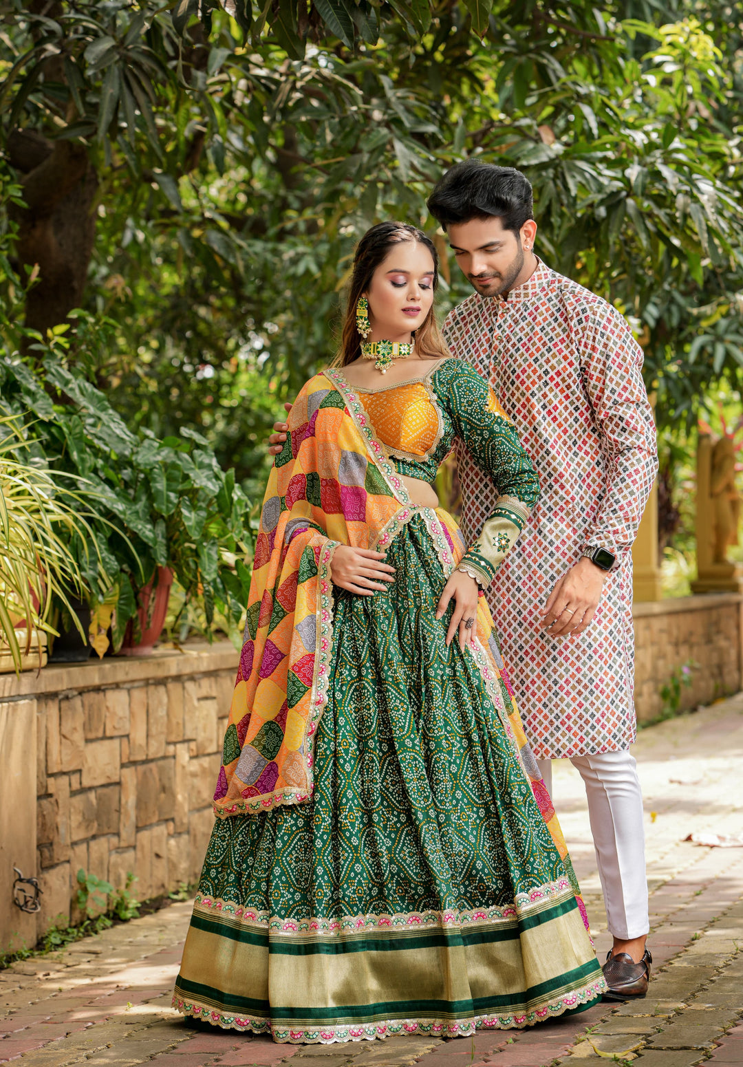 Bandhani Lagdi Patta Lehenga (Full Stitched)