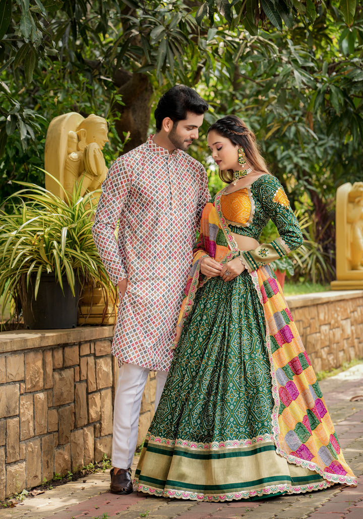 Bandhani Lagdi Patta Lehenga (Full Stitched)