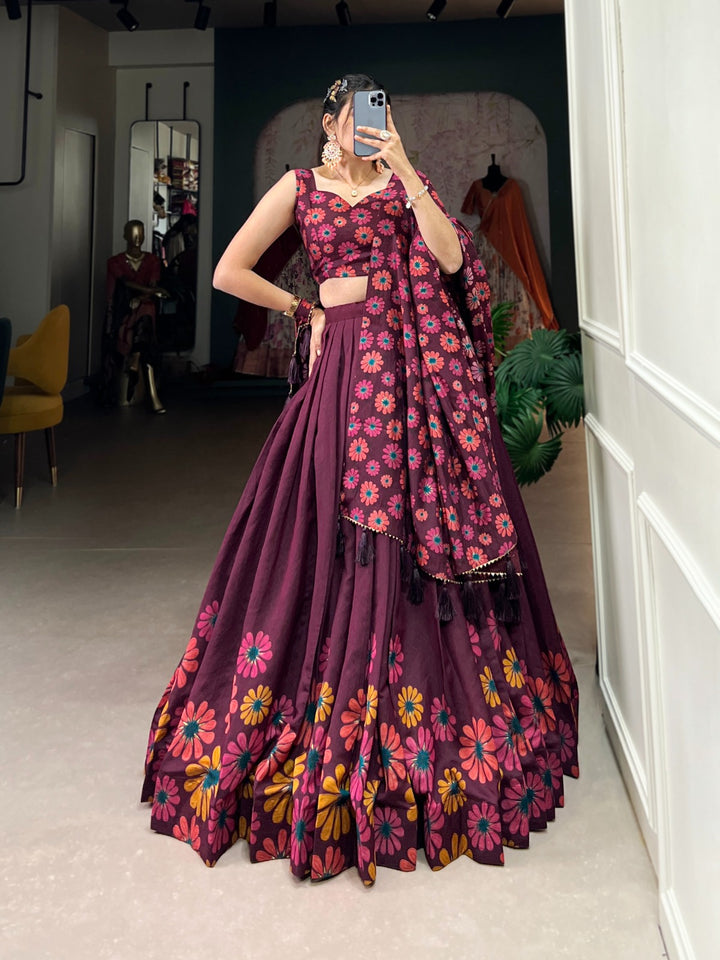 Blossom Boldly Radiate Charm in Floral Printed Lehenga choli