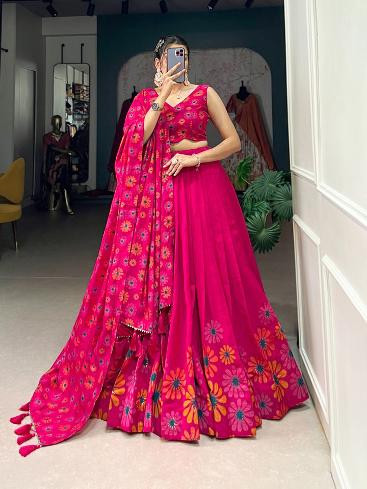 Blossom Boldly Radiate Charm in Floral Printed Lehenga choli