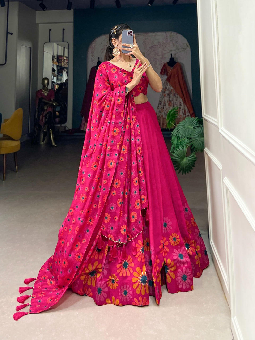 Blossom Boldly Radiate Charm in Floral Printed Lehenga choli