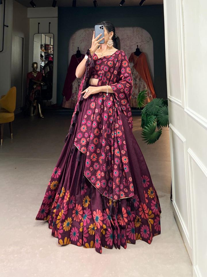 Blossom Boldly Radiate Charm in Floral Printed Lehenga choli