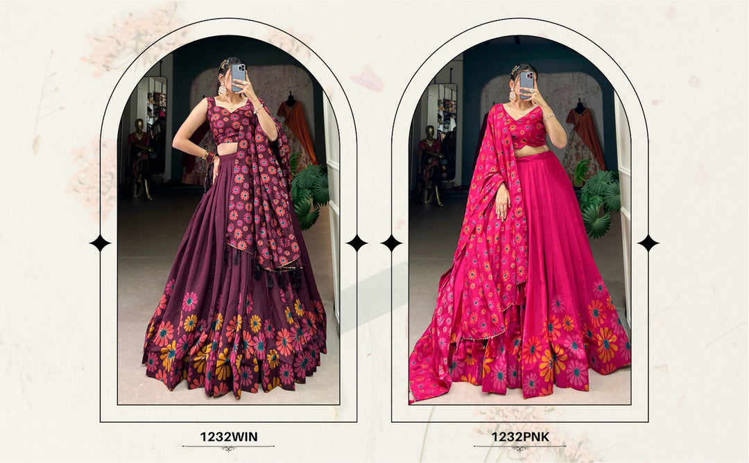 Blossom Boldly Radiate Charm in Floral Printed Lehenga choli