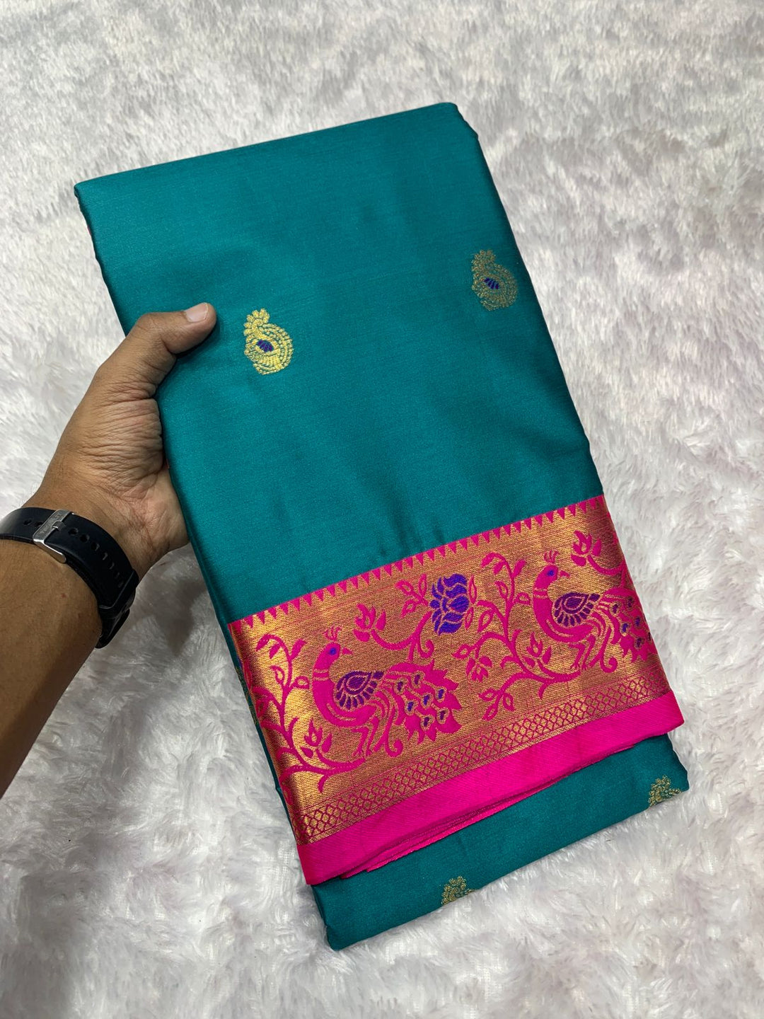 Peacock  Paithani Cotton Silk Saree