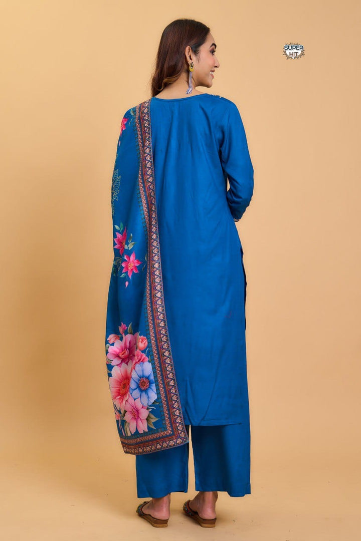 Pakistani Suit which is beautifully decorated with digital prints, sequin embroidery and lace