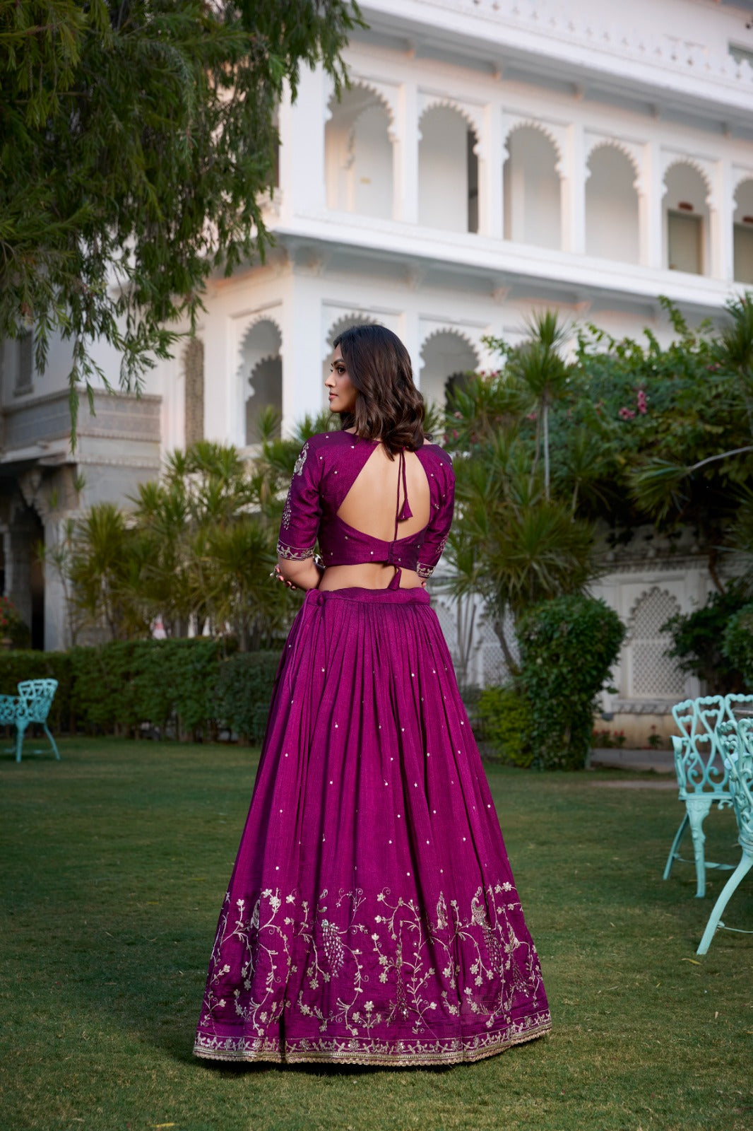 Simple yet stunning: Our wine-colored Vichitra Silk Lehenga Choli Wedding Collection 2025