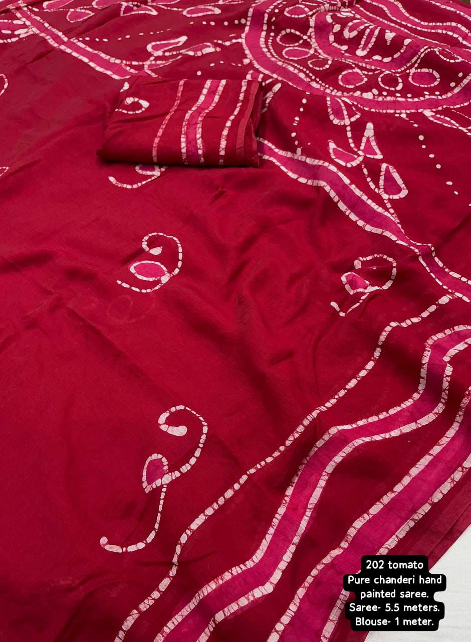 New premium pure chanderi hand painted kalamkari saree from meelana