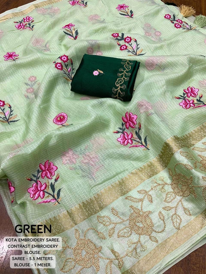 New kota embroidery saree catalog from meelana