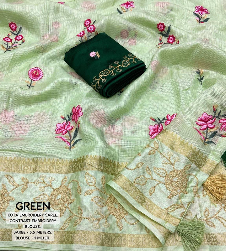 New kota embroidery saree catalog from meelana