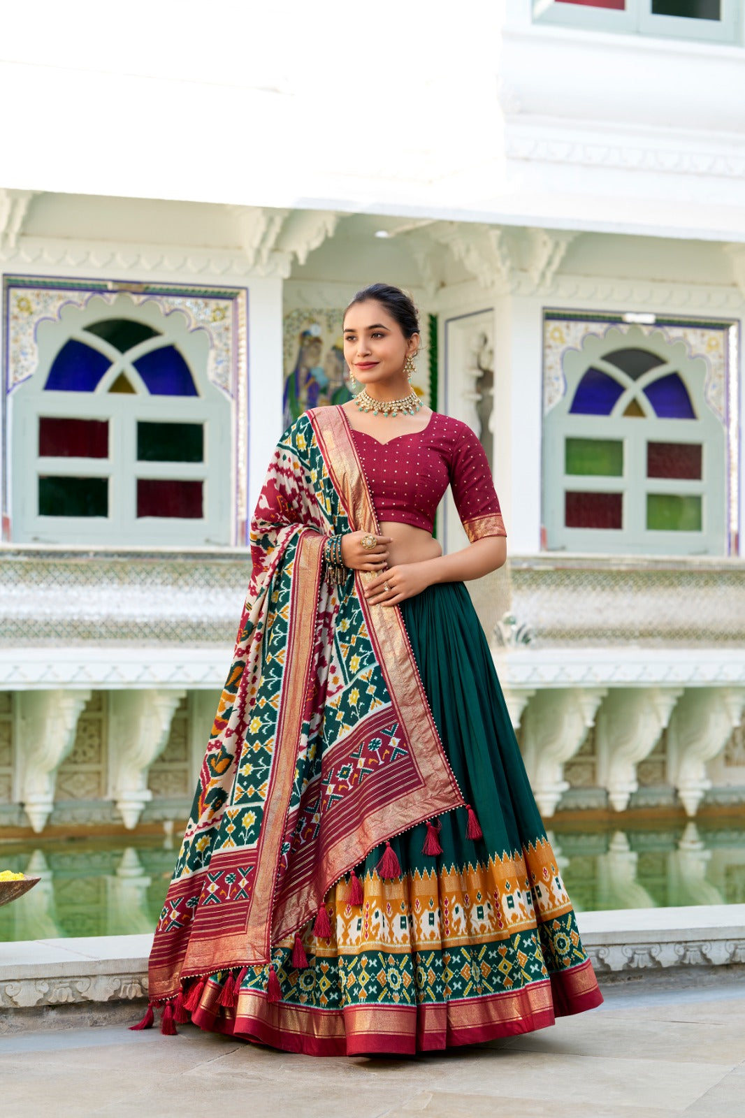 perfectly blended Tussar silk lehenga for festive season to charm your look