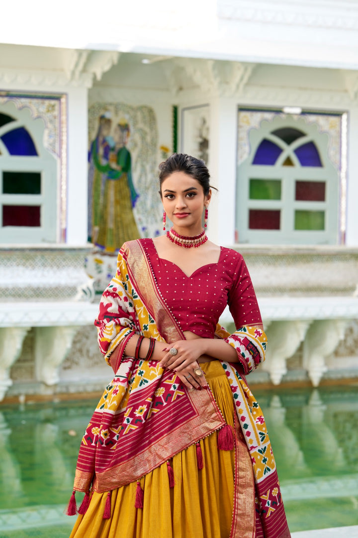 perfectly blended Tussar silk lehenga for festive season to charm your look