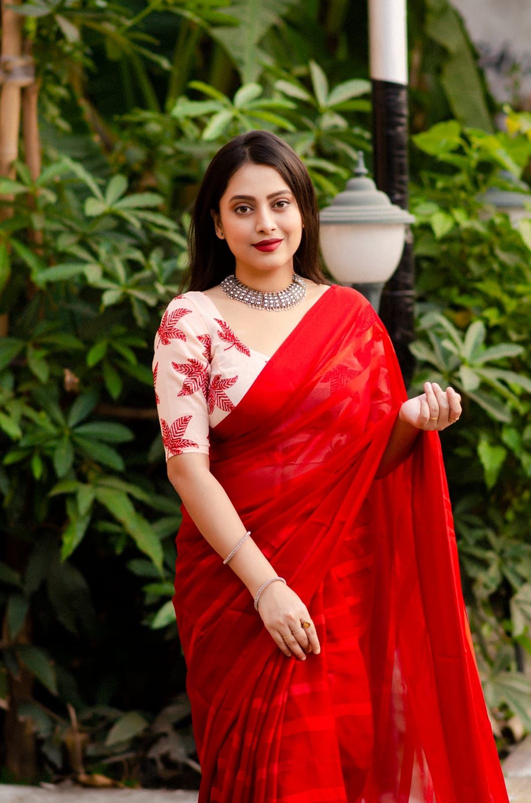 New georgette sartin pattu saree for women