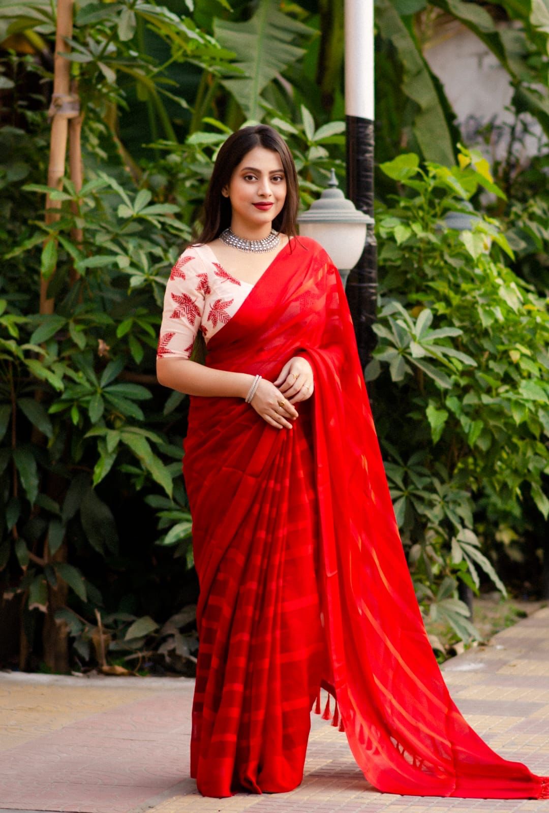 New georgette sartin pattu saree for women