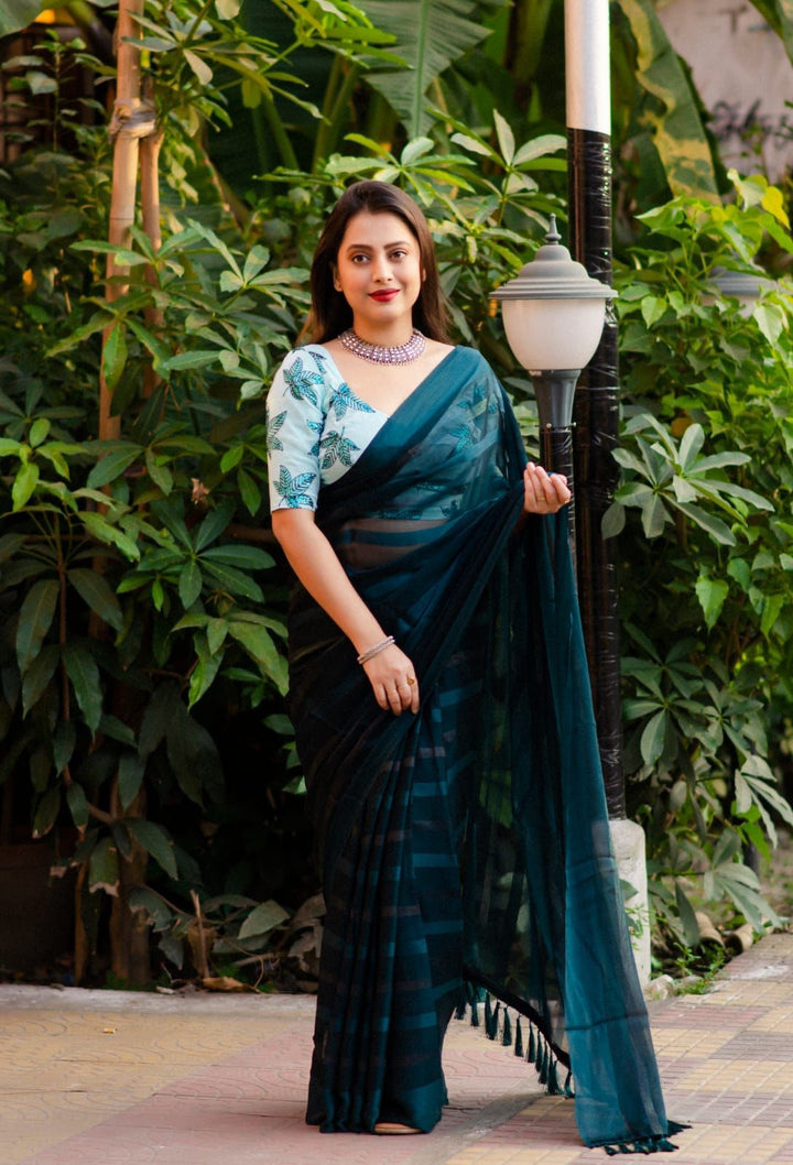 New georgette sartin pattu saree for women