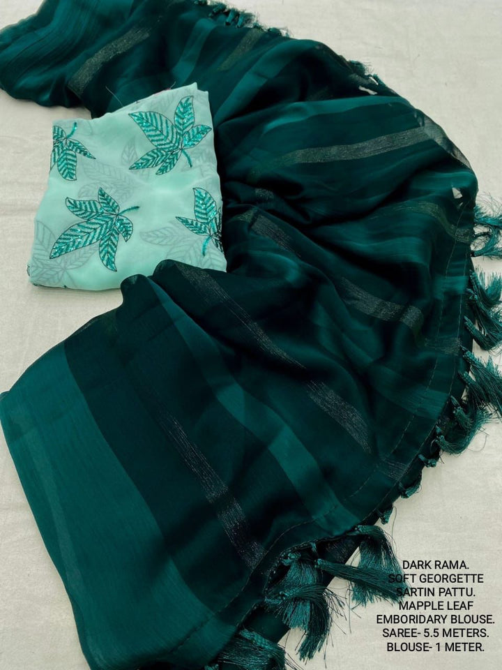 New georgette sartin pattu saree for women