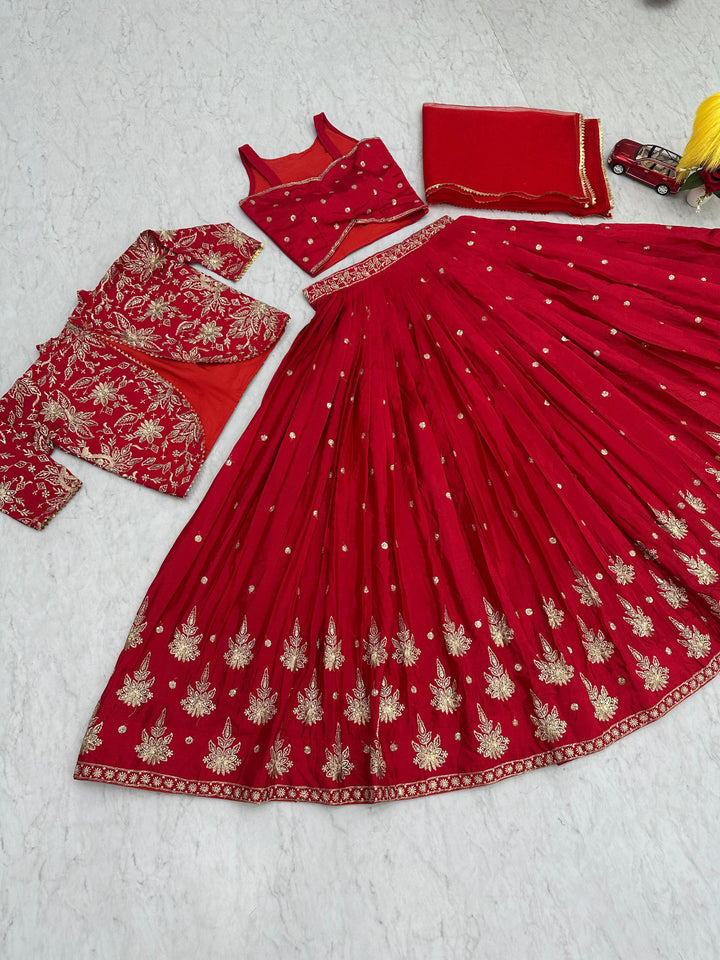 MEELANA Creation is Launching  New Designer Wedding Wear Crop Top Embroidery Work Lehenga Choli With Jacket