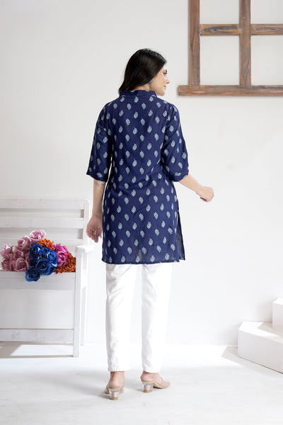 Soft & Stylish Navy Blue Cotton Tops and Tunics for Women.