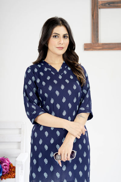 Soft & Stylish Navy Blue Cotton Tops and Tunics for Women.
