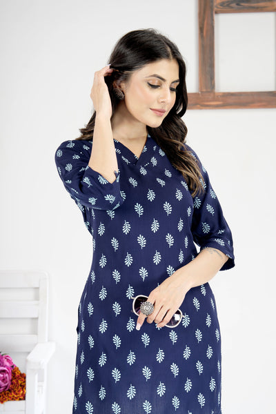 Soft & Stylish Navy Blue Cotton Tops and Tunics for Women.