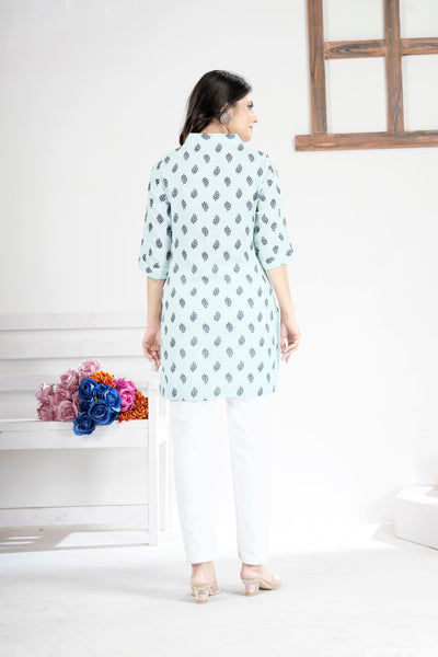 Soft & Stylish Sky Blue Cotton Tops and Tunics for Women.