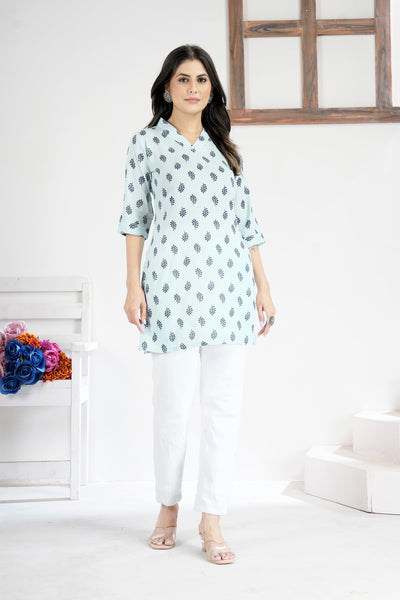 Soft & Stylish Sky Blue Cotton Tops and Tunics for Women.